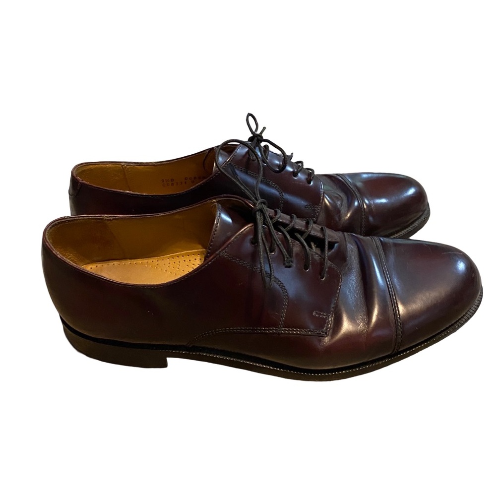 Cole Haan Mens 9.5 D Burgundy Leather Oxford Dress Shoes